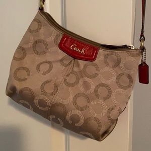 Coach small crossbody with Red strap